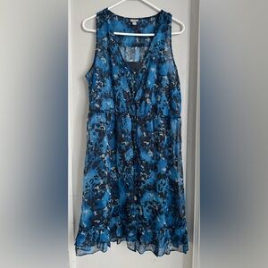 Converse One Star Blue and Black Abstract Sleeveless Dress, Size L.